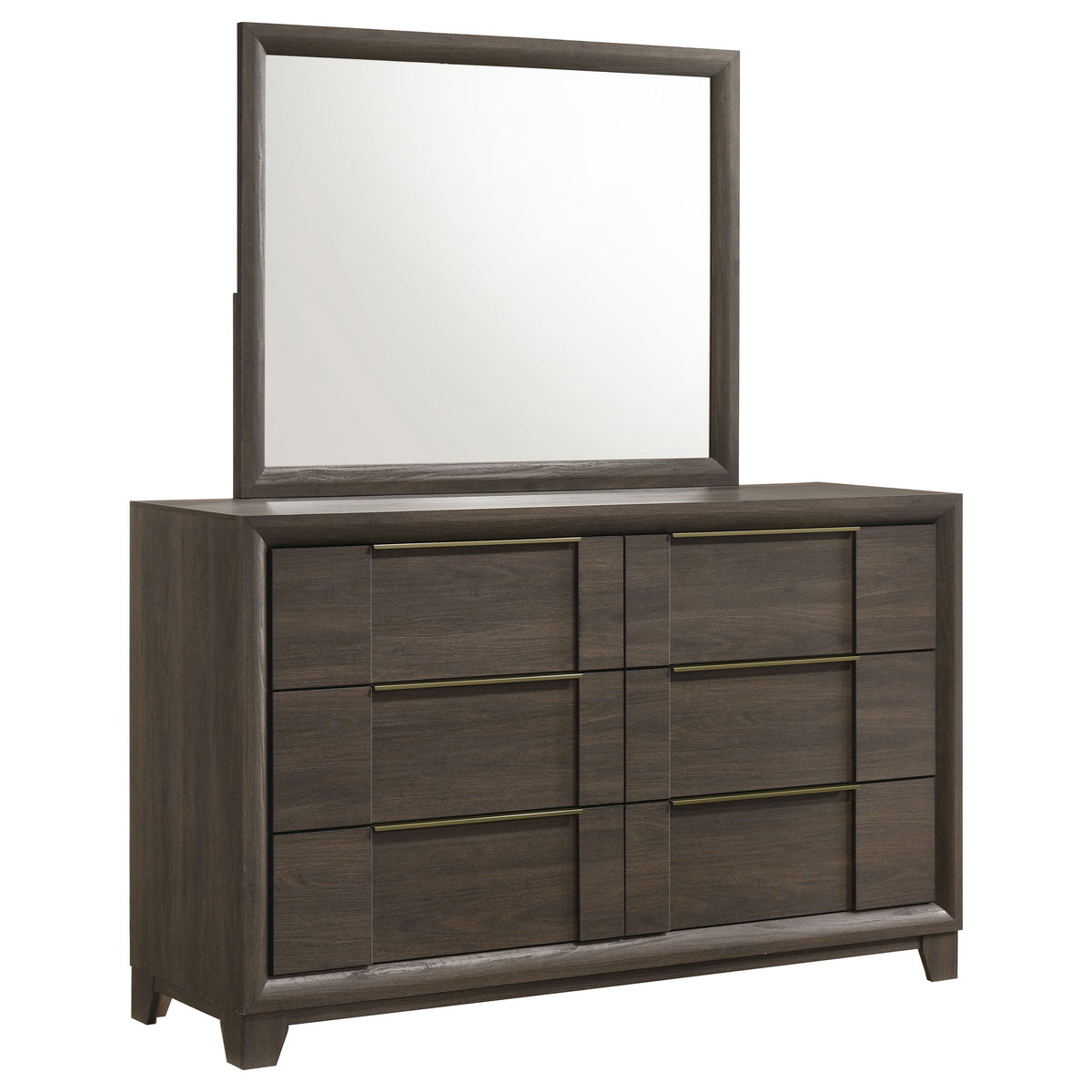 Farre 6-drawer Dresser - Dark Brown, With Mirror