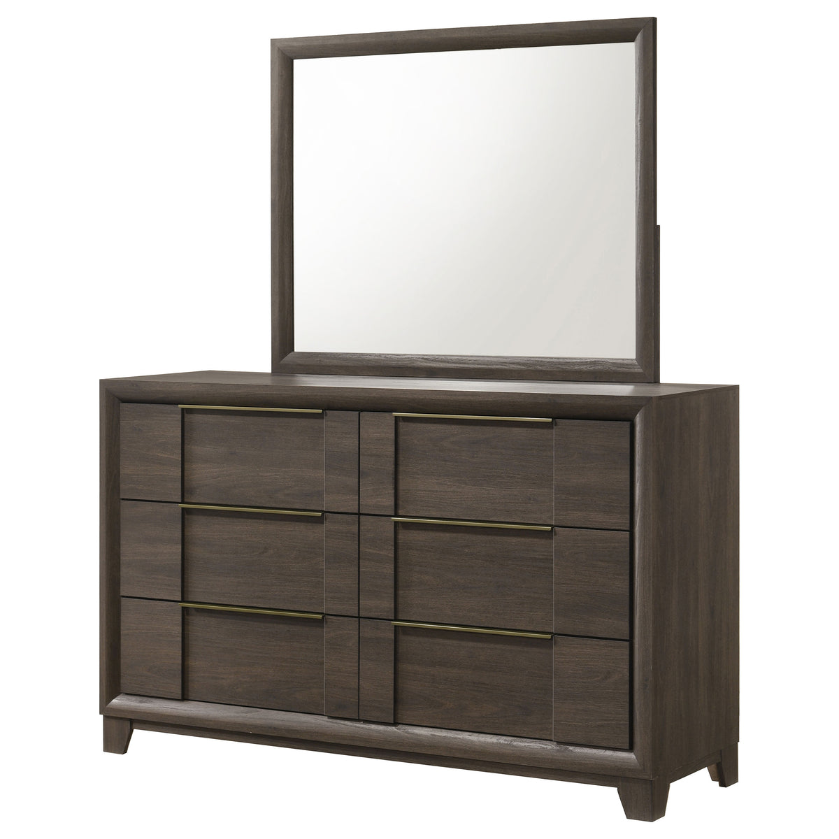 Farre 6-drawer Dresser - Dark Brown, With Mirror