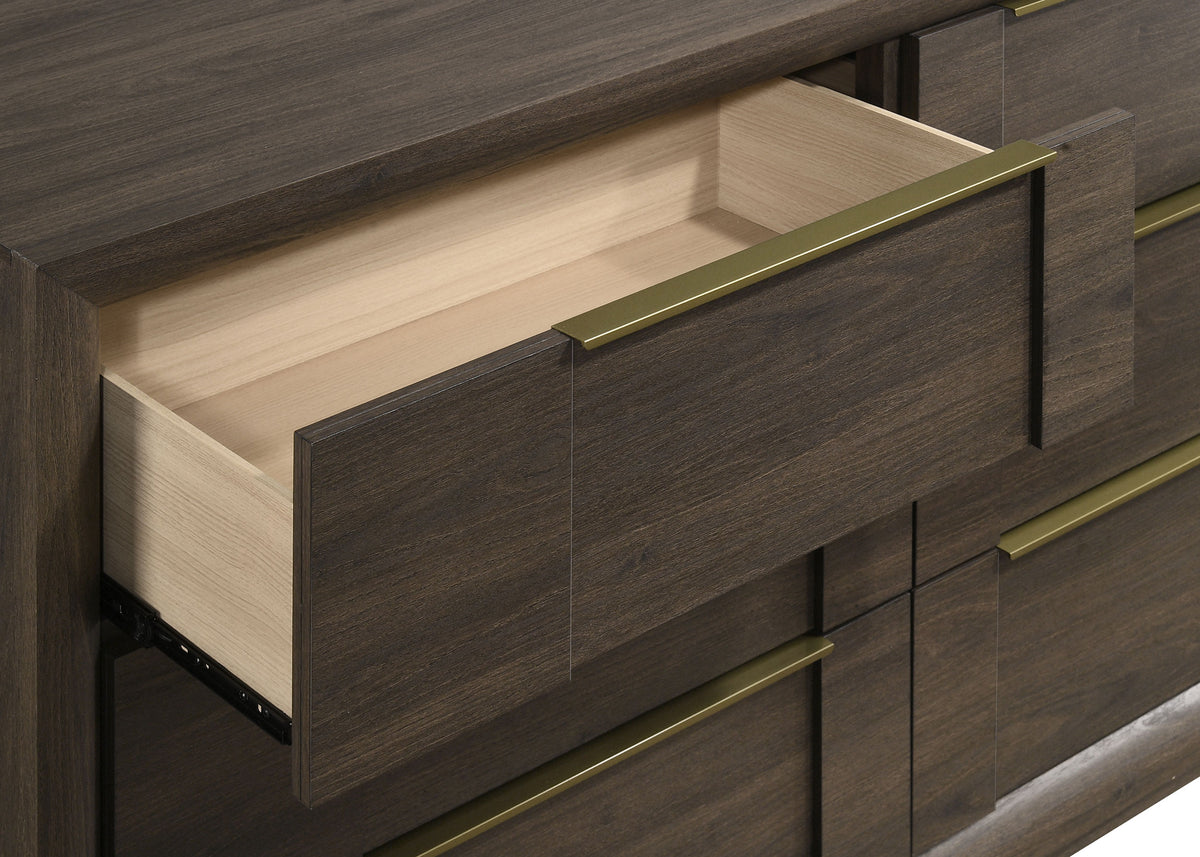 Farre 6-drawer Dresser - Dark Brown, With Mirror