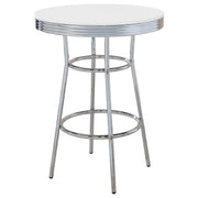 Retro Round 30-inch 1950's Bistro Pub Height Bar Table - White