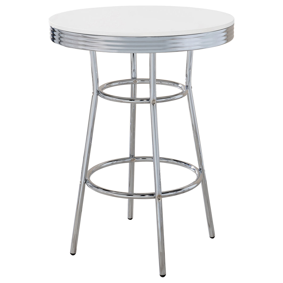 Retro Round 30-inch 1950's Bistro Pub Height Bar Table - White