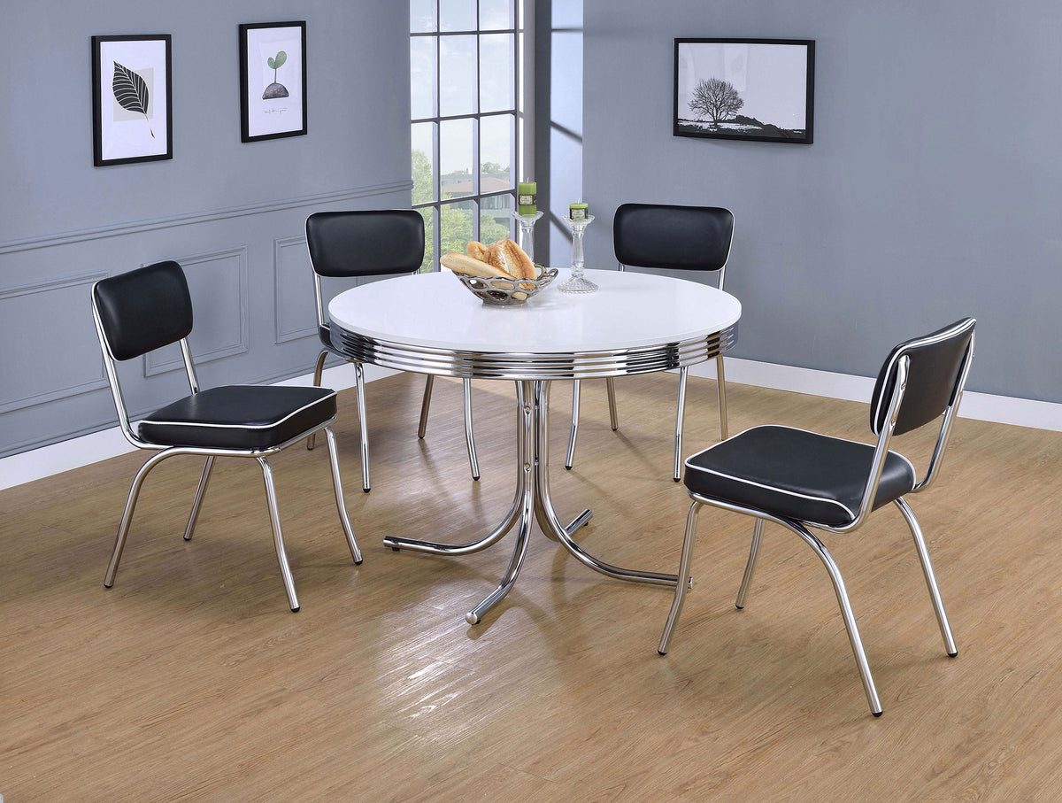 Retro 5-piece Round Dining Table Set White - Black