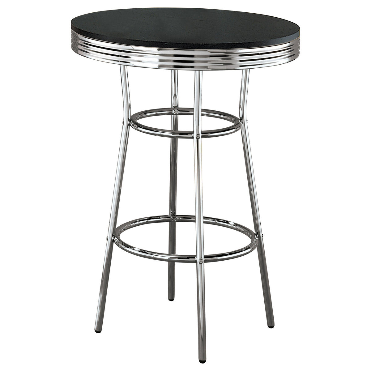 Retro Round 30-inch 1950's Bistro Pub Height Bar Table - Black