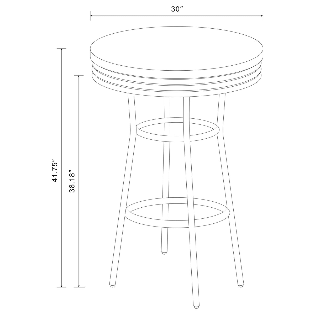 Retro Round 30-inch 1950's Bistro Pub Height Bar Table - Black