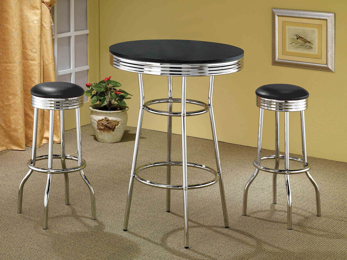 Retro Round 30-inch 1950's Bistro Pub Height Bar Table - Black