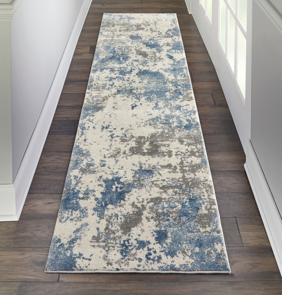 Rustic Textures RUS08 Grey Blue Rug - room scene