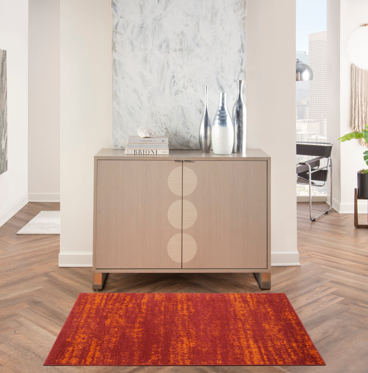 Nourison Essentials NRE03 Red Rug - room scene