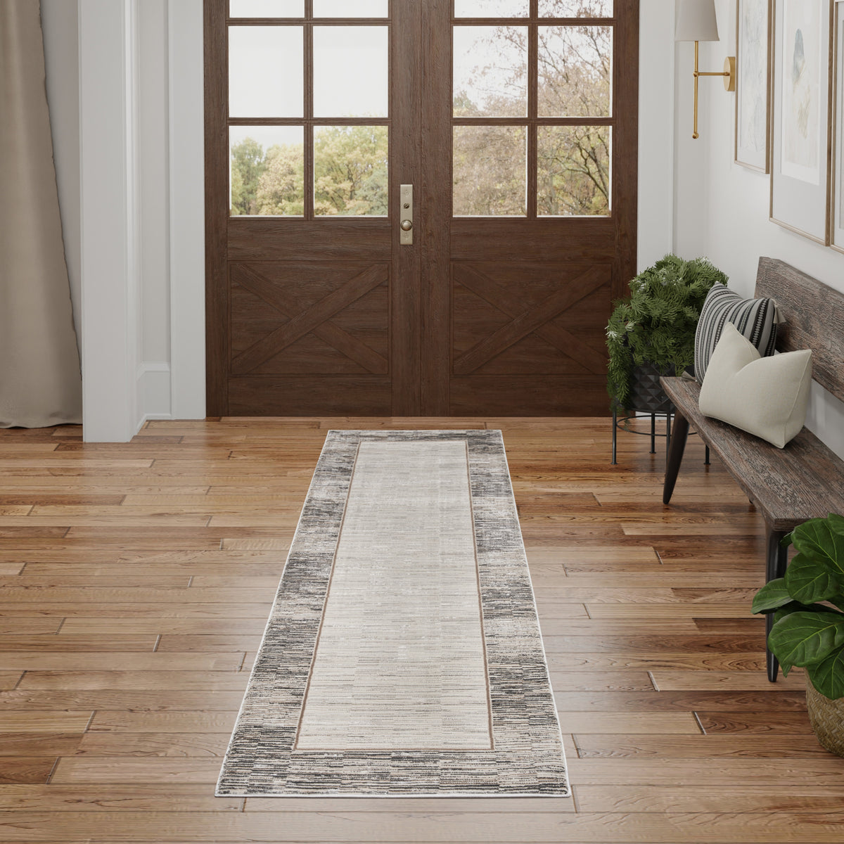 Desire DSR02 Grey Black Rug - room scene