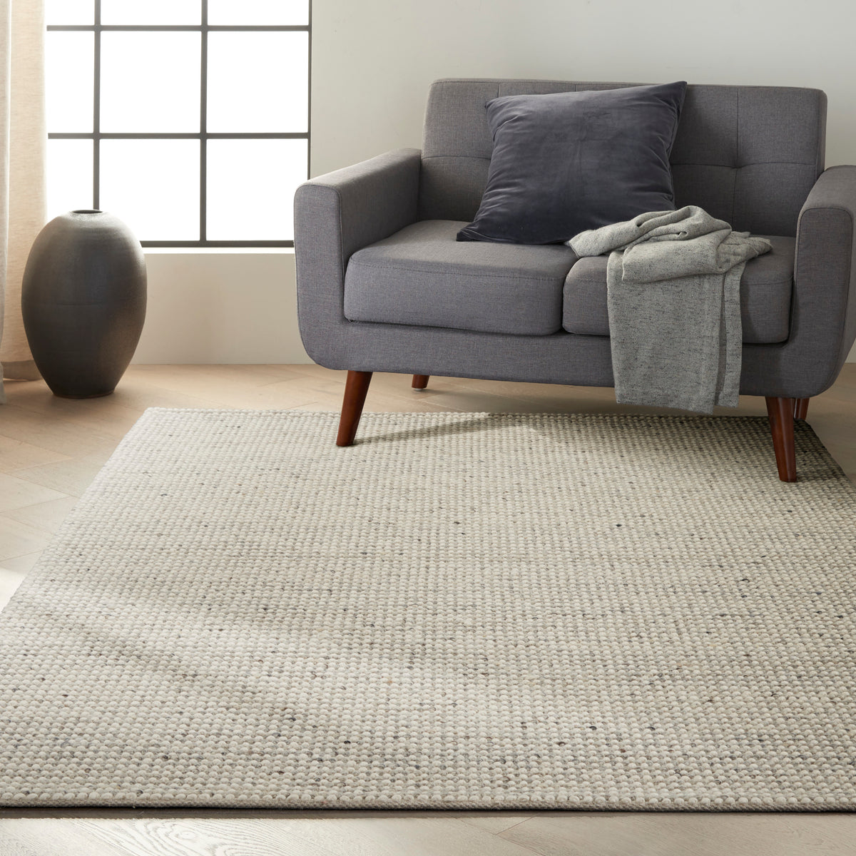 Textured Dots CK80 Silver Rug - room scene