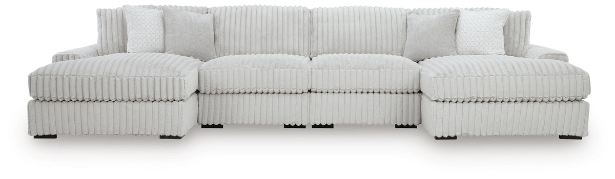 Stupendous 4-Piece Sectional with Double Chaise Velvet