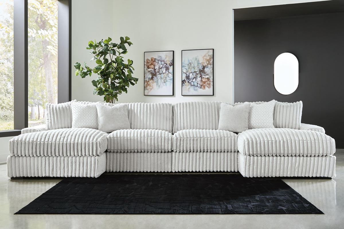 Stupendous 4-Piece Sectional with Double Chaise Velvet