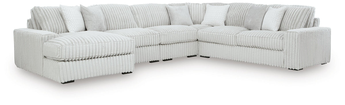 Stupendous 5-Piece Sectional with Chaise Velvet