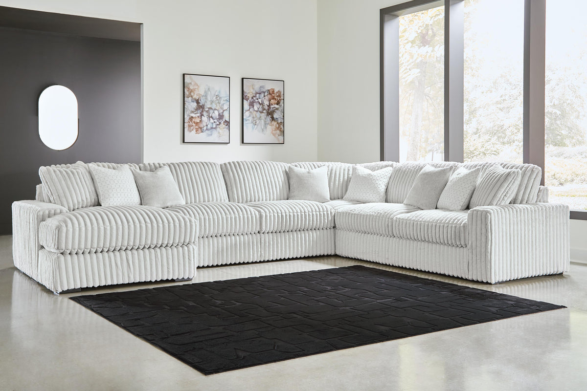 Stupendous 5-Piece Sectional with Chaise Velvet