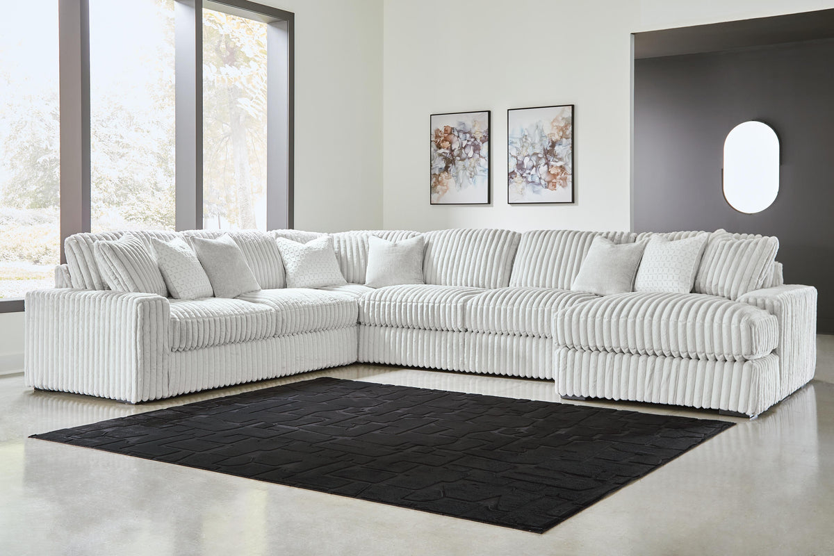 Stupendous 5-Piece Sectional with Chaise Velvet
