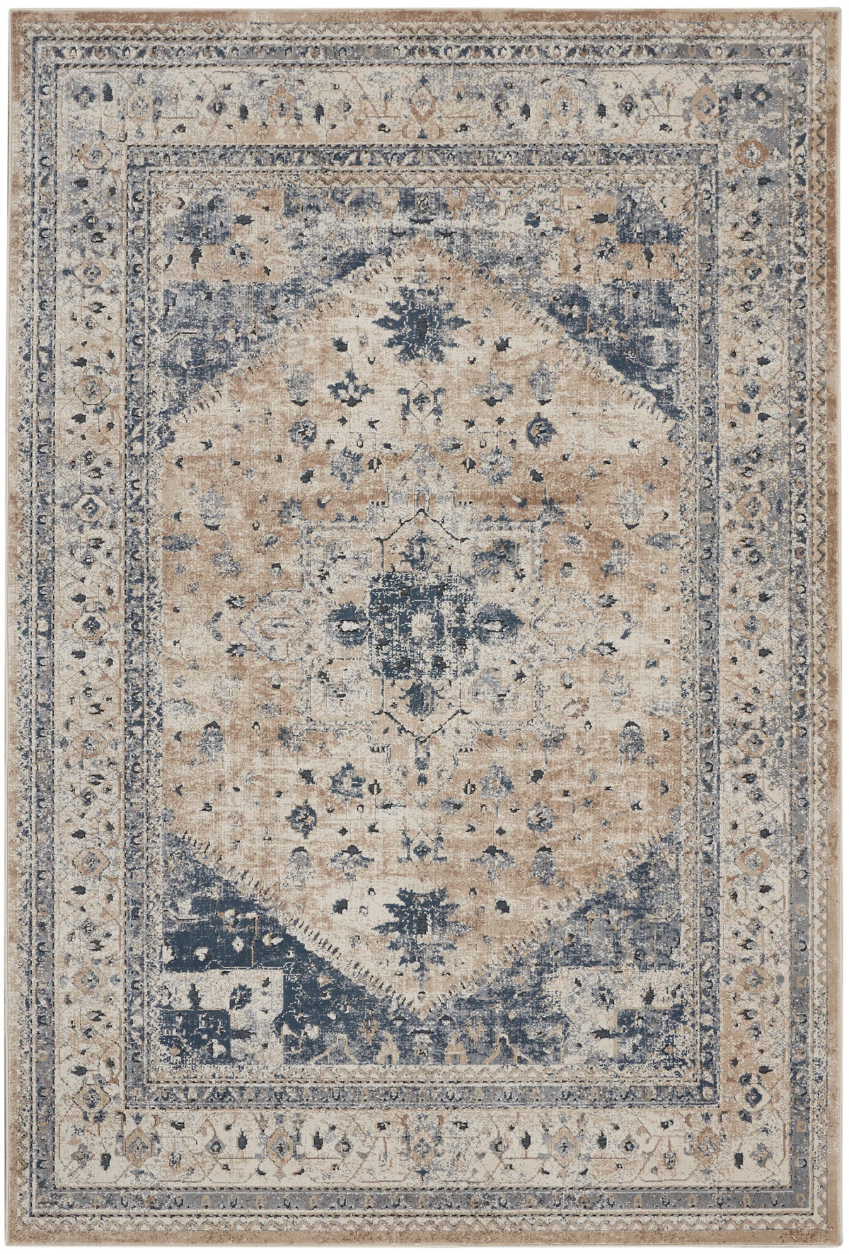 Malta MAI02 Beige Blue Rug - Rectangle