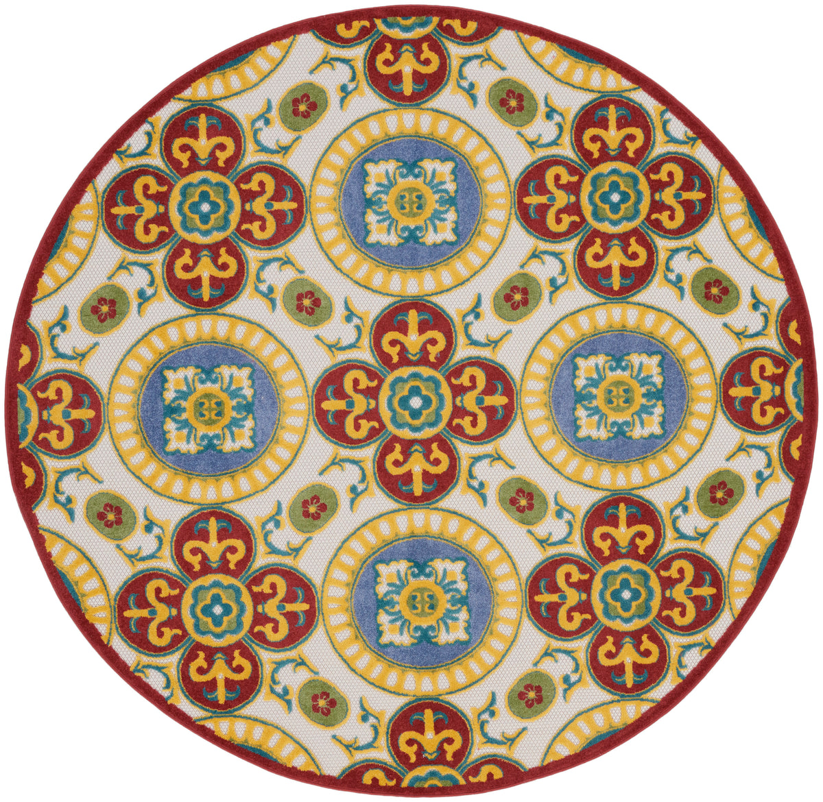 Aloha ALH30 Red Multicolor Rug - Round