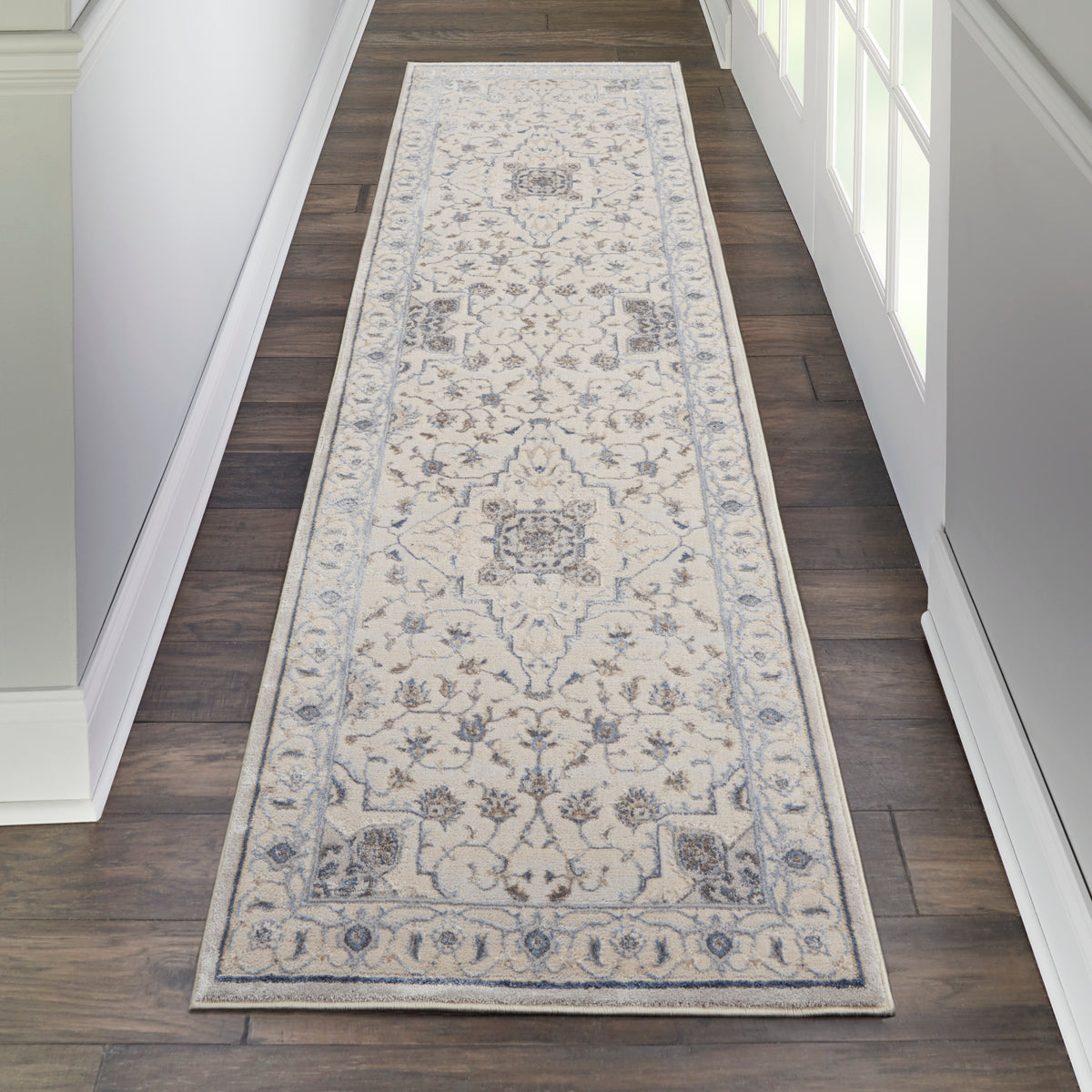 Silky Textures SLY08 Ivory Grey Rug - room scene