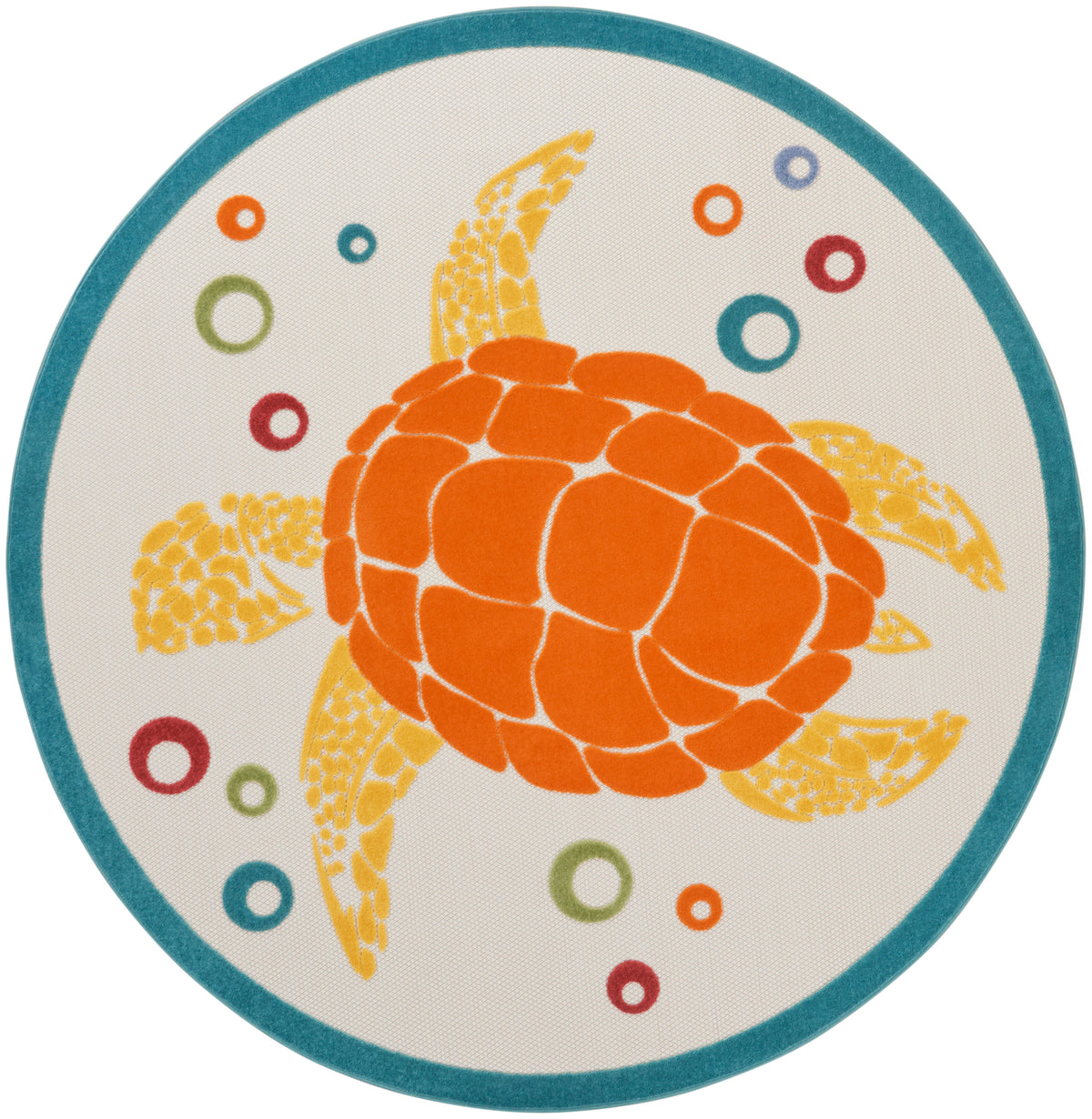 Aloha ALH27 Teal Multicolor Rug - Round