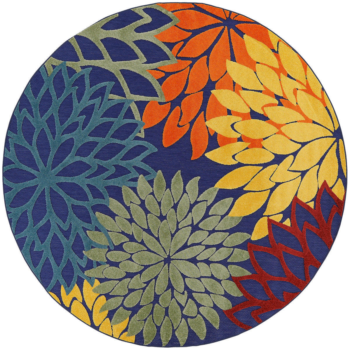 Aloha ALH05 Navy Multicolor Rug - Round