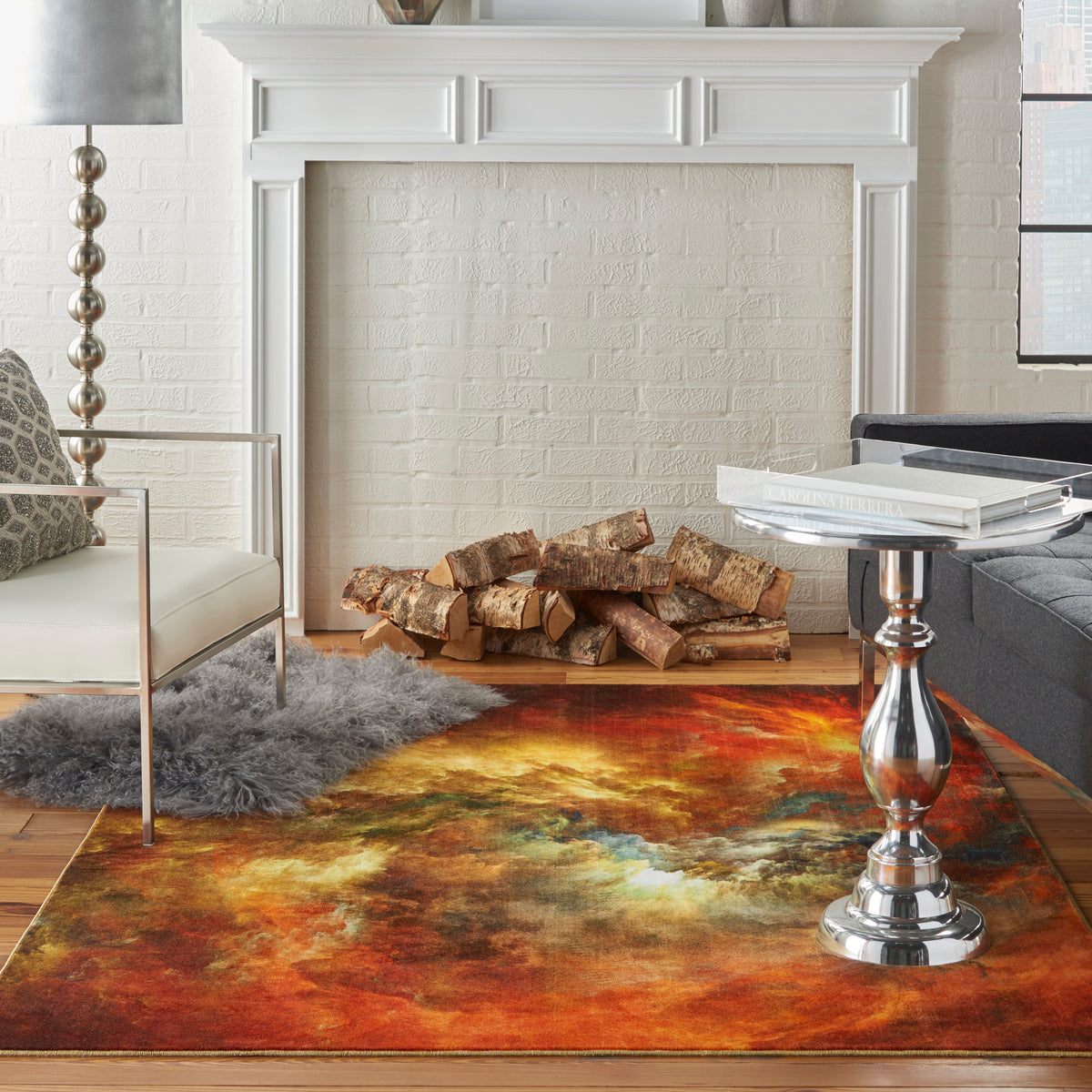 Le Reve LER07 Red Multicolor Rug - room scene