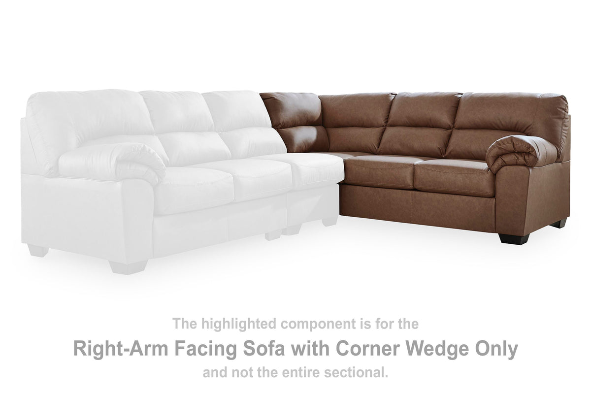 WillowBend RAF Sofa w/Corner Wedge Faux Leather