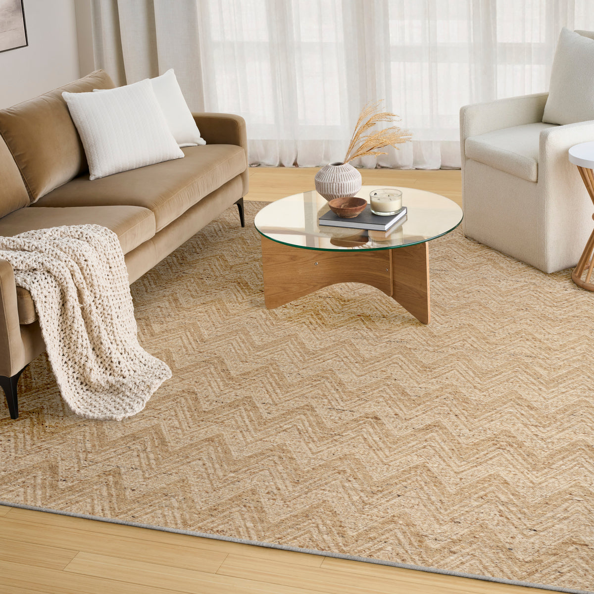 Pure Purl PUU01 Beige Ivory Rug - room scene