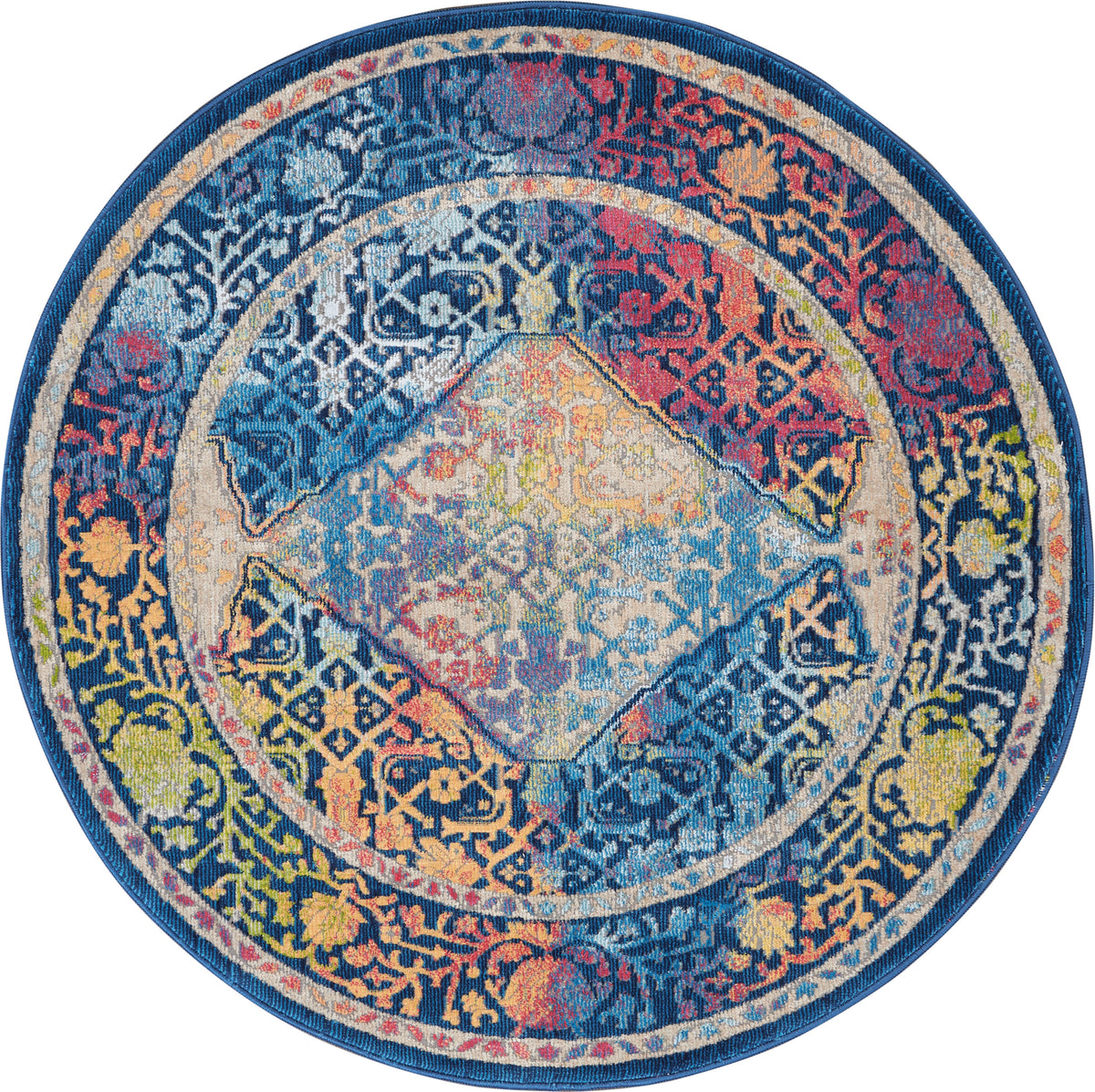 Ankara Global ANR04 Blue Multicolor Rug - Round