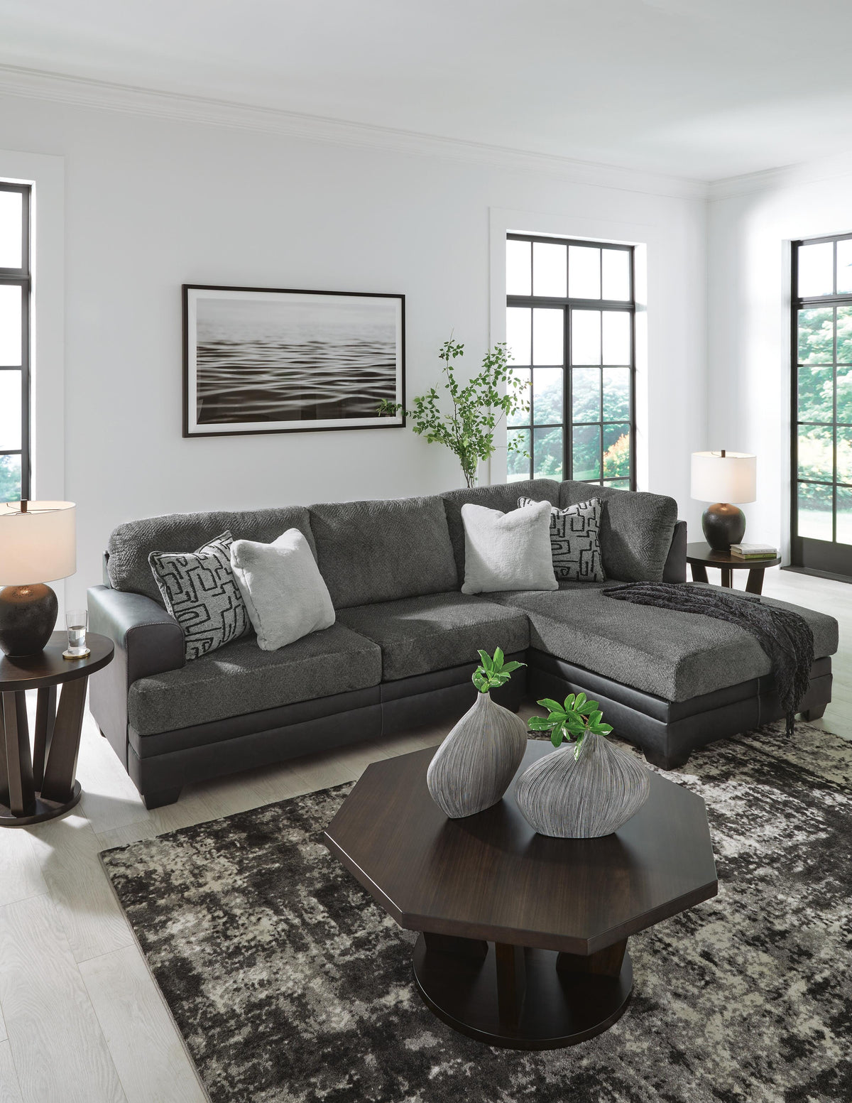 Brixley Pier 2-Piece Sectional with Chaise Velvet Chenille