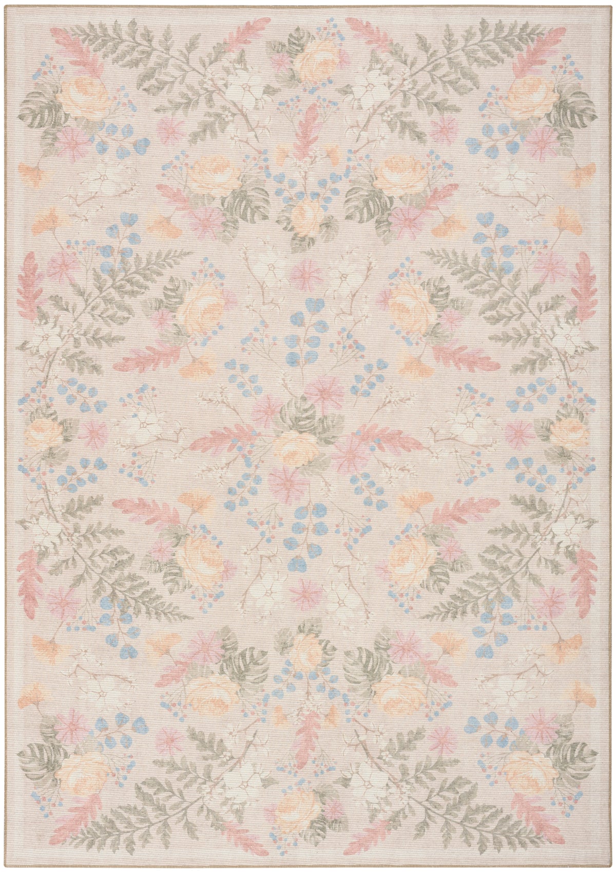 Botanical Washables BOT02 Beige Multicolor Rug - Rectangle