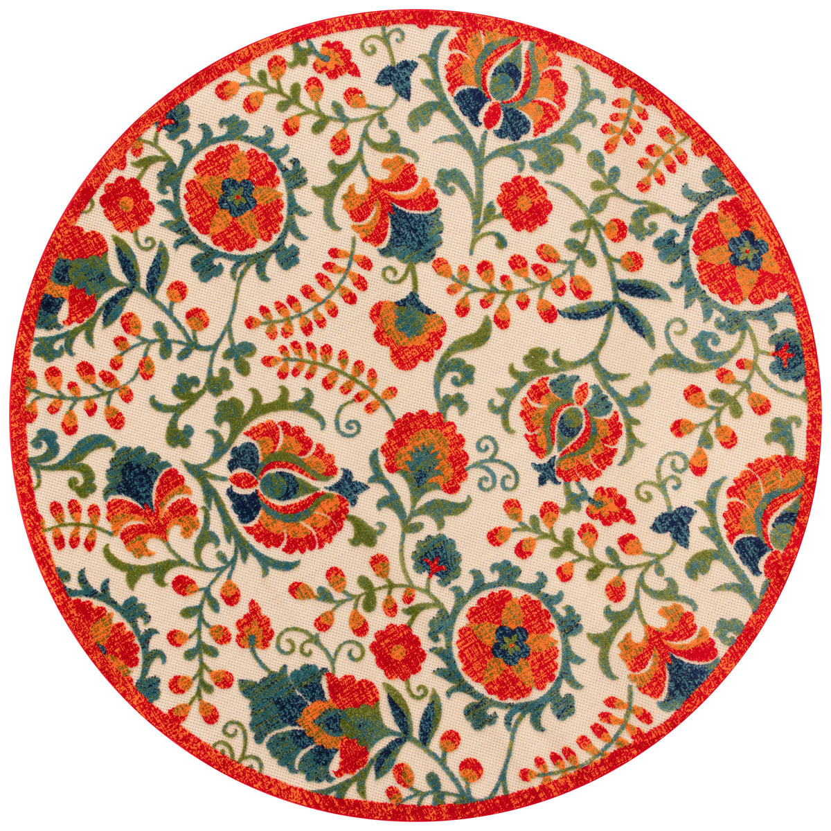 Aloha ALH17 Red Multicolor Rug - Round