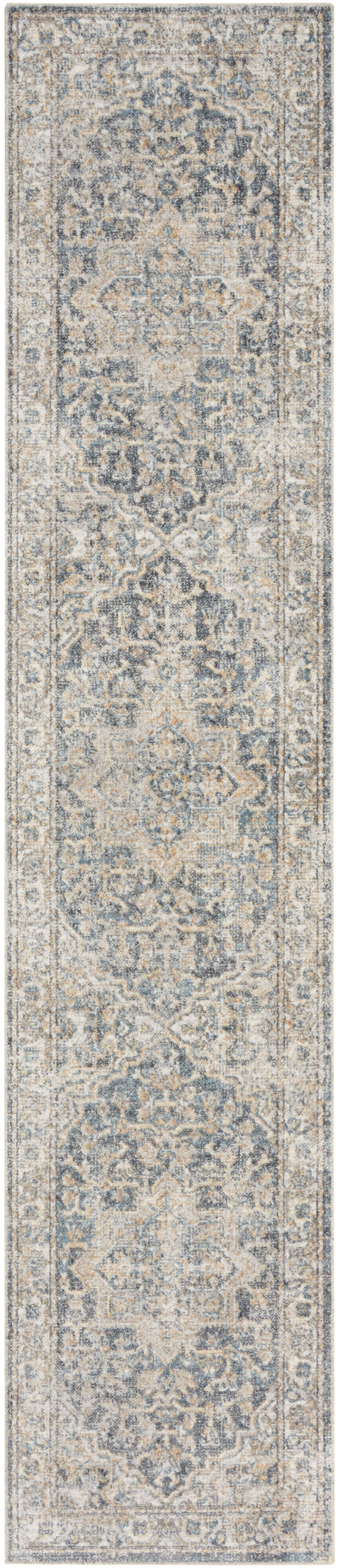 Astra Machine Washable ASW12 Grey Blue Rug - Runner
