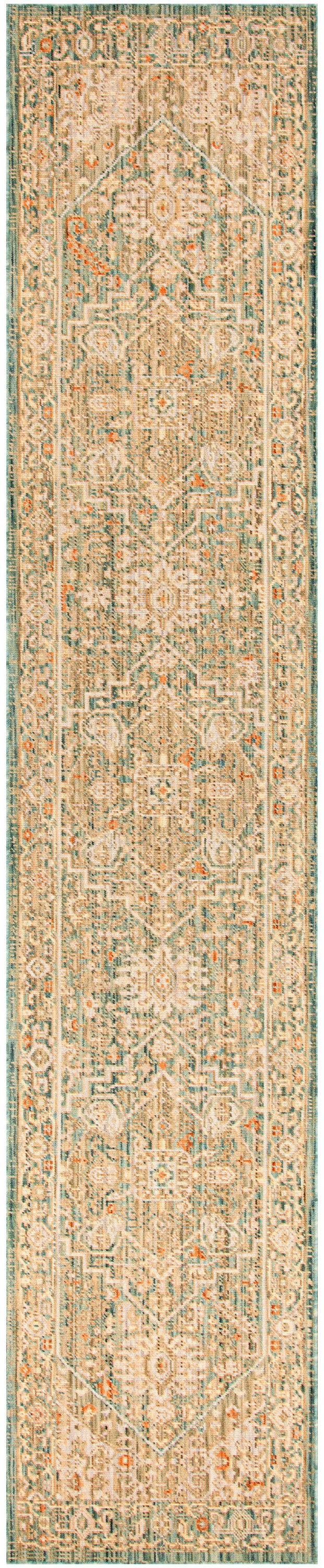 Antique Bloom ANB03 Teal Rug - Runner