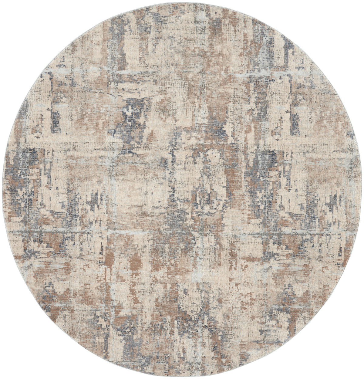 Rustic Textures RUS06 Beige Grey Rug - Round