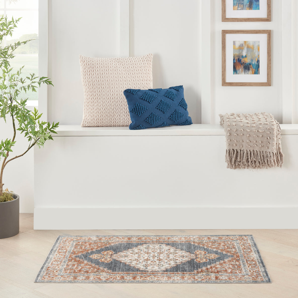 Astra Machine Washable ASW11 Denim Multicolor Rug - room scene