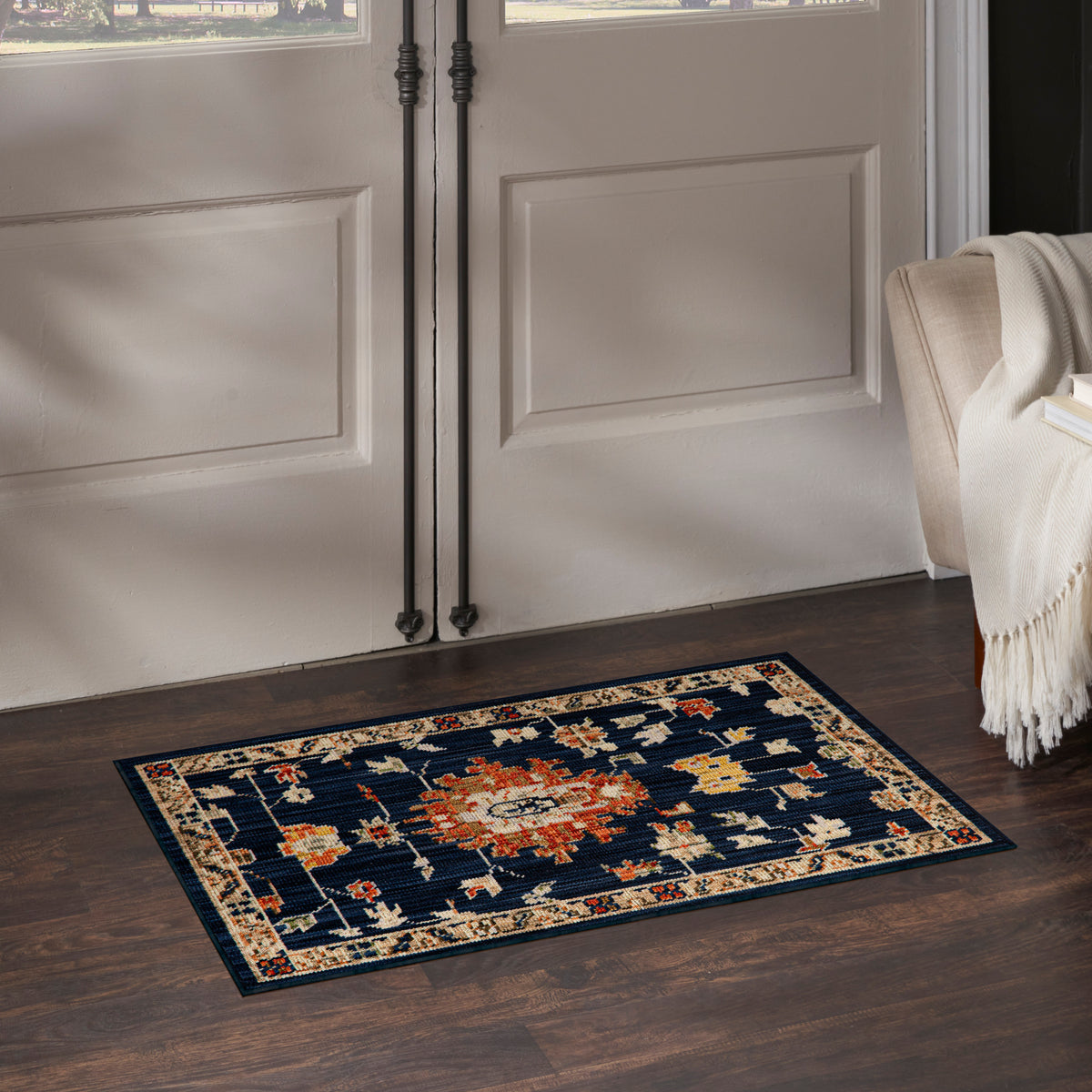 Antique Bloom ANB01 Navy Rug - room scene