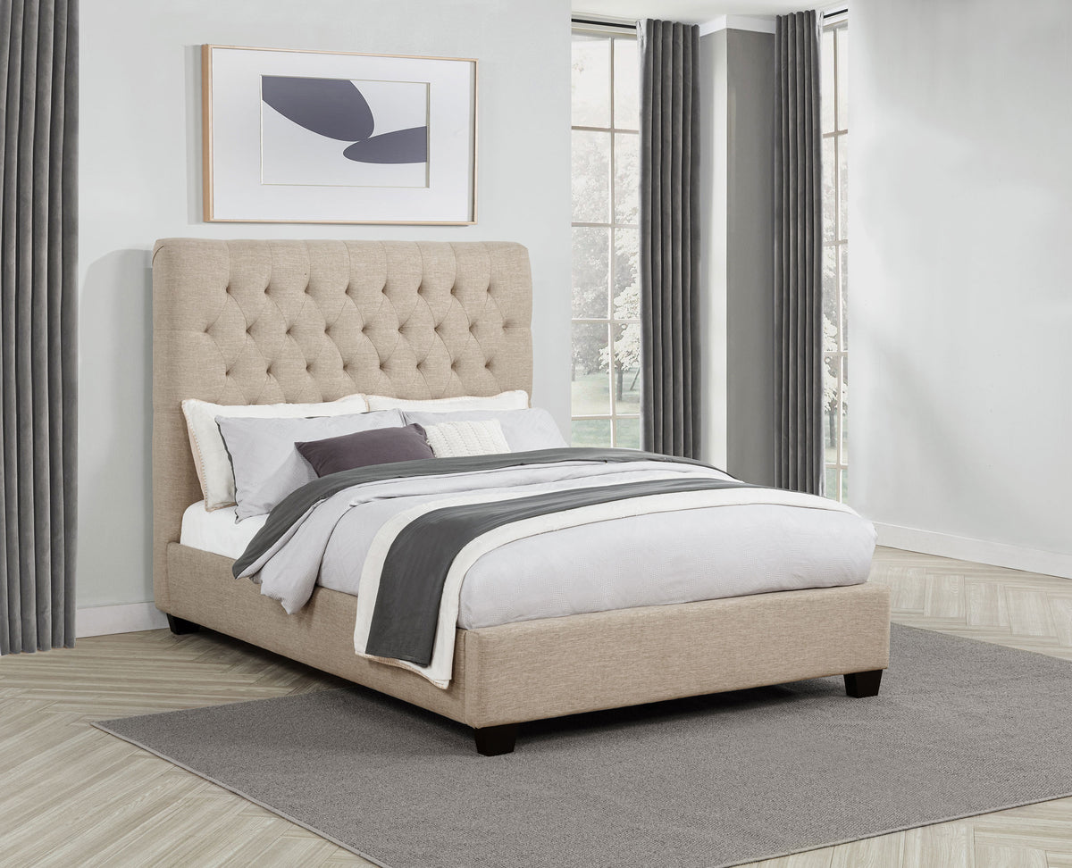 Chloe Upholstered Panel Bed Oatmeal - Full