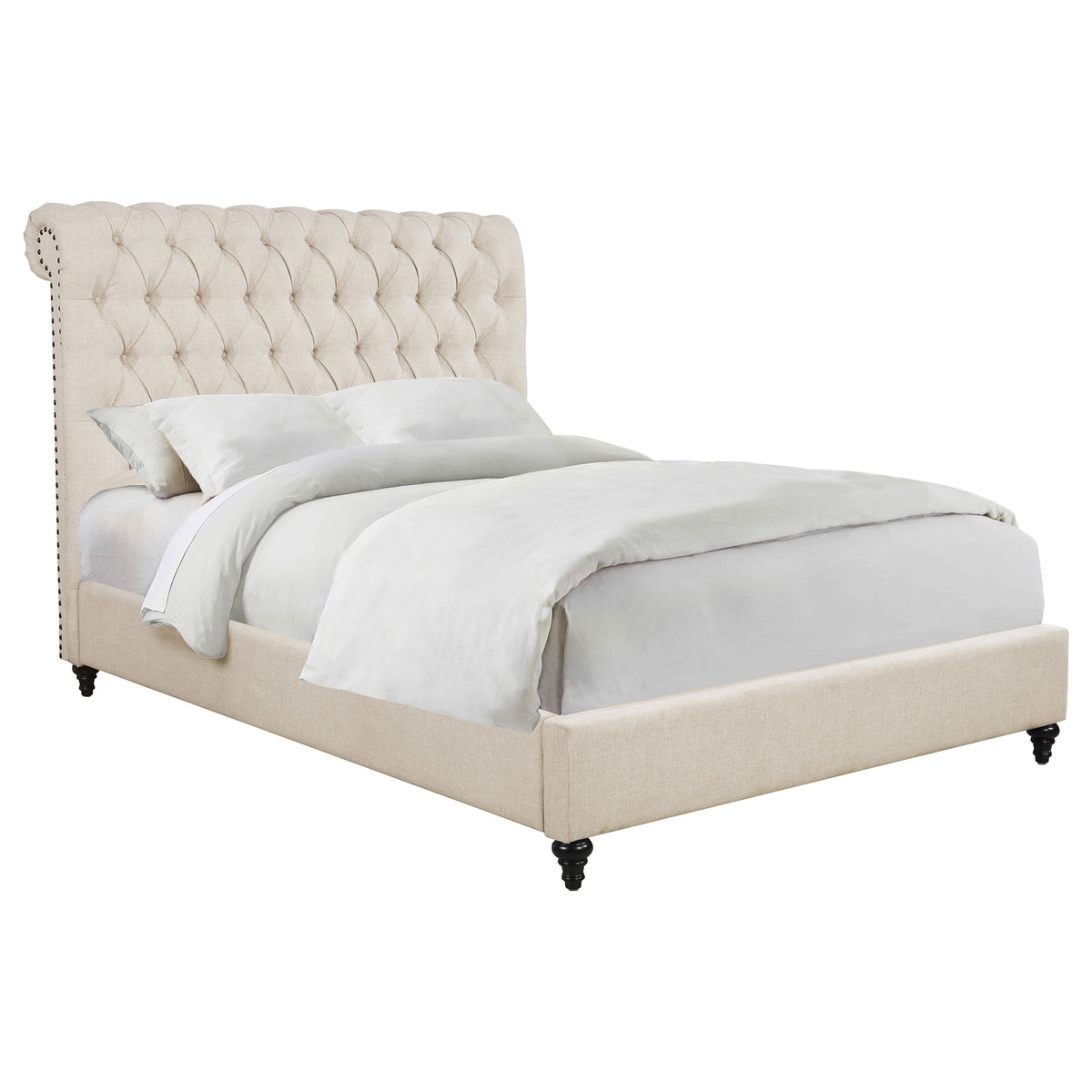 Devon 57-inch Upholstered Panel Bed Beige - Full