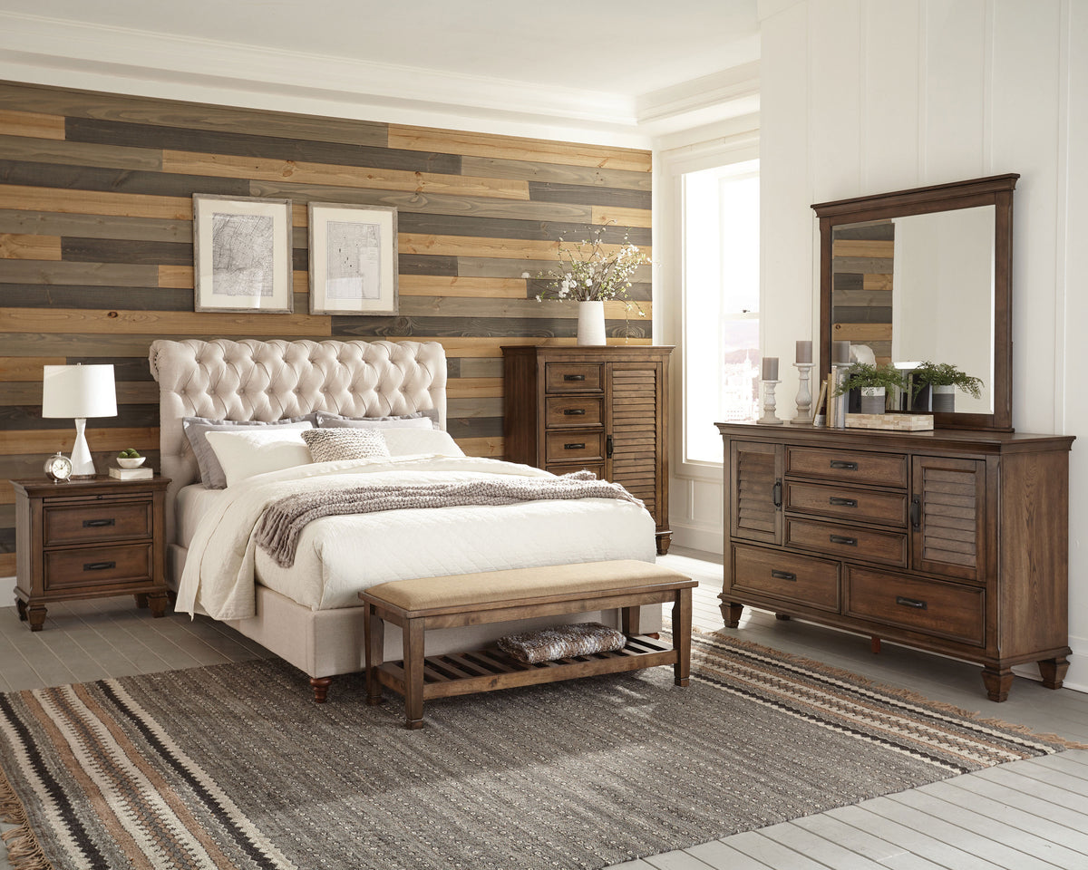 Devon 57-inch Upholstered Panel Bed Beige - Queen