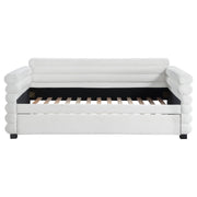 Patricia Boucle Upholstered Twin Day Bed with Trundle - White