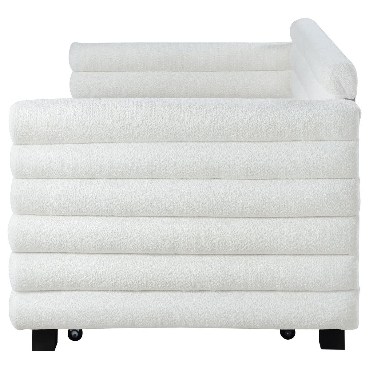 Patricia Boucle Upholstered Twin Day Bed with Trundle - White