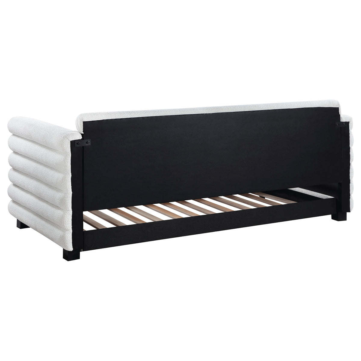 Patricia Boucle Upholstered Twin Day Bed with Trundle - White