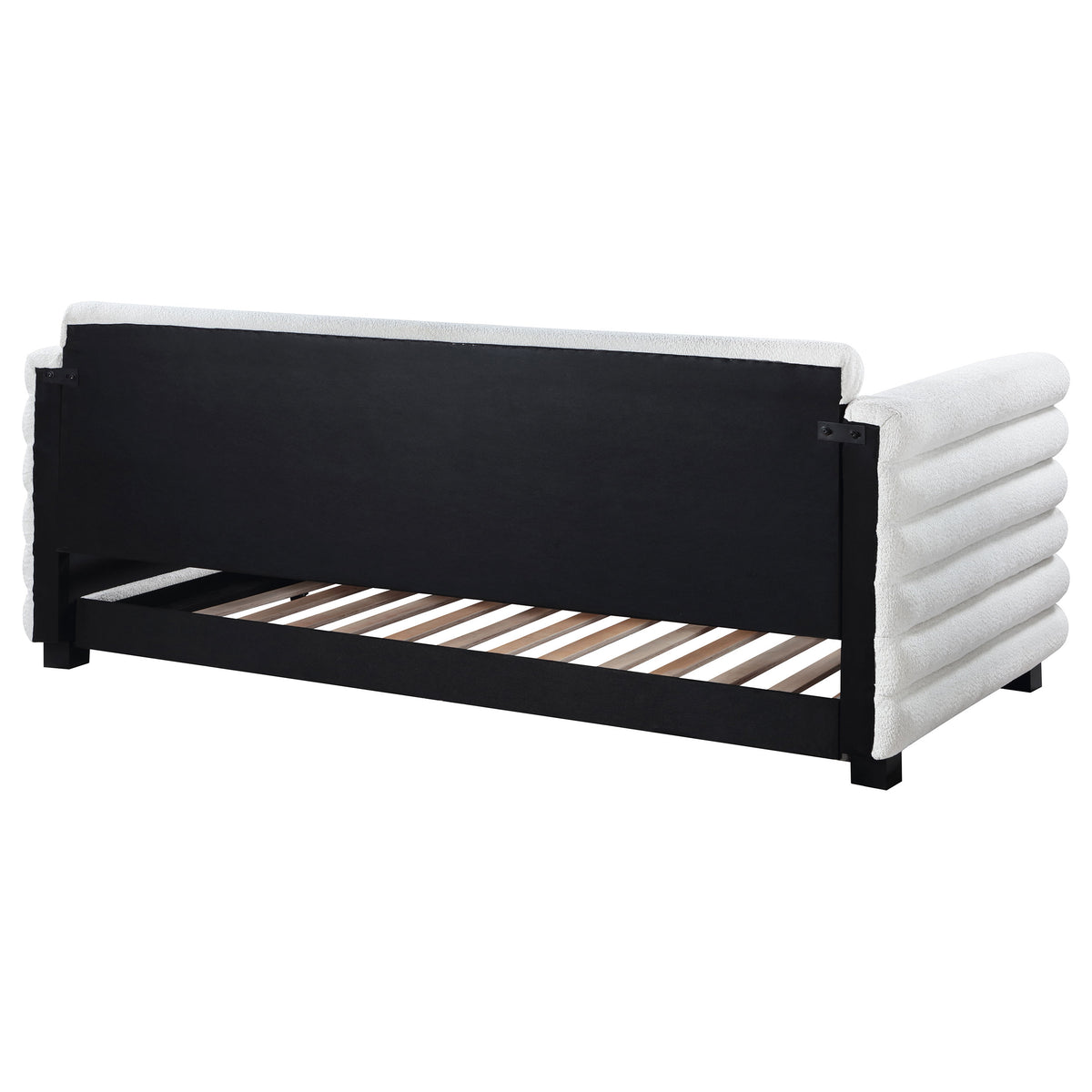 Patricia Boucle Upholstered Twin Day Bed with Trundle - White