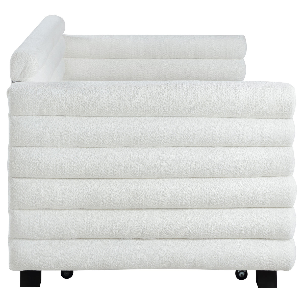 Patricia Boucle Upholstered Twin Day Bed with Trundle - White