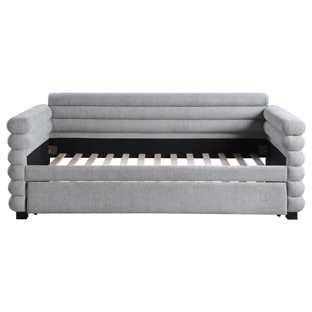 Patricia Boucle Upholstered Twin Day Bed with Trundle - Grey