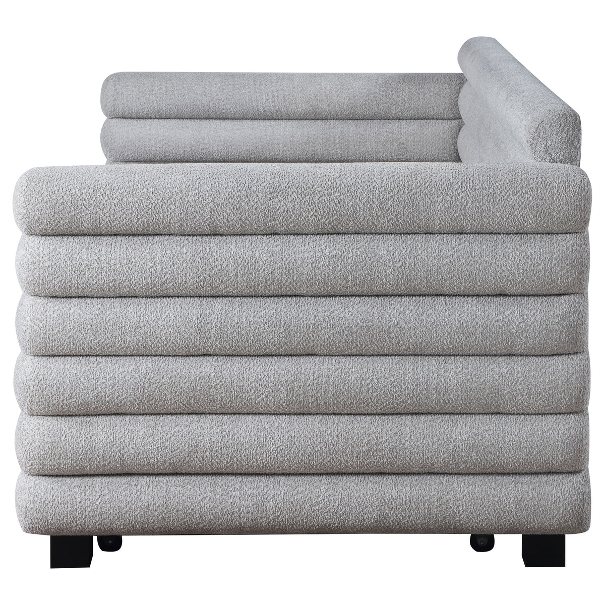 Patricia Boucle Upholstered Twin Day Bed with Trundle - Grey