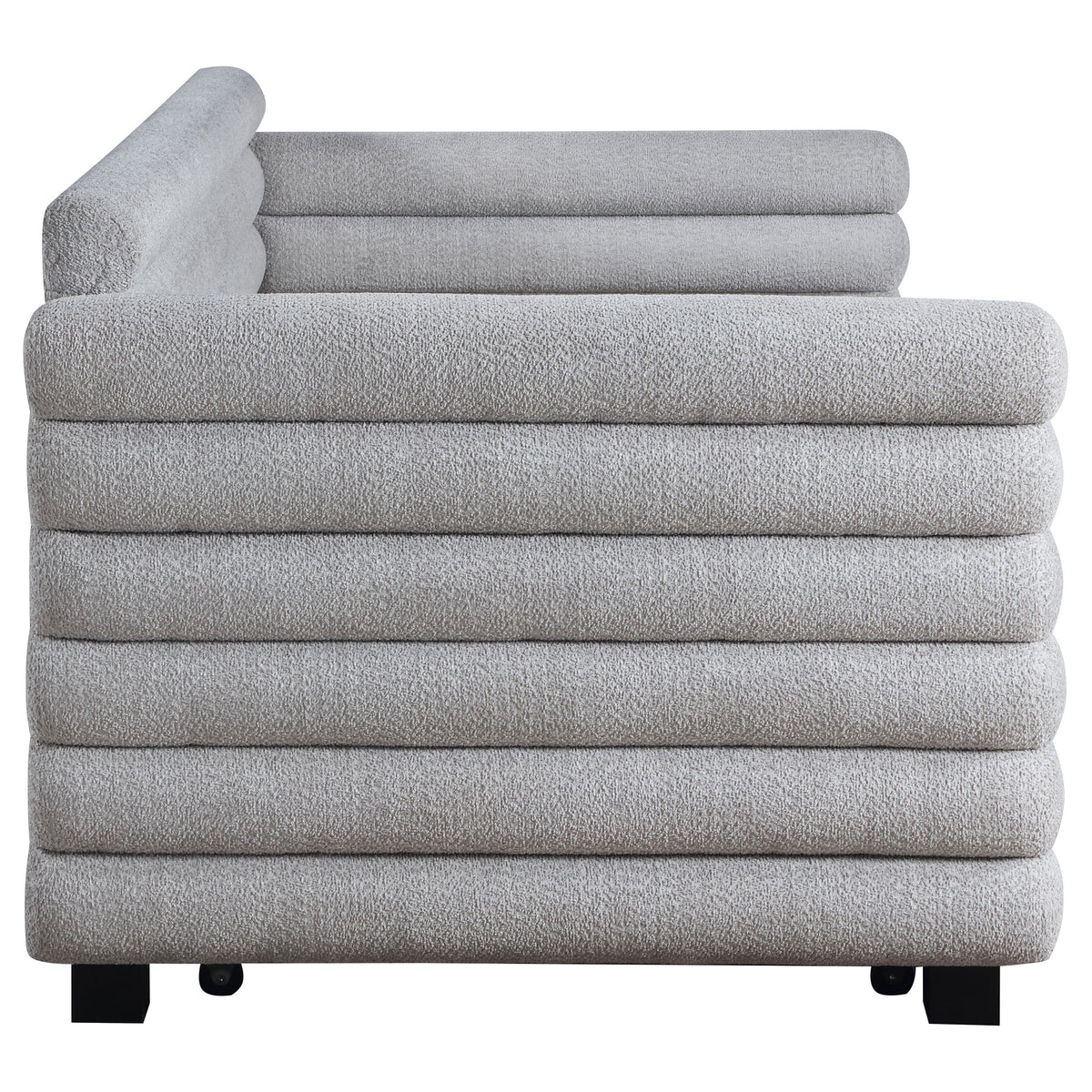 Patricia Boucle Upholstered Twin Day Bed with Trundle - Grey