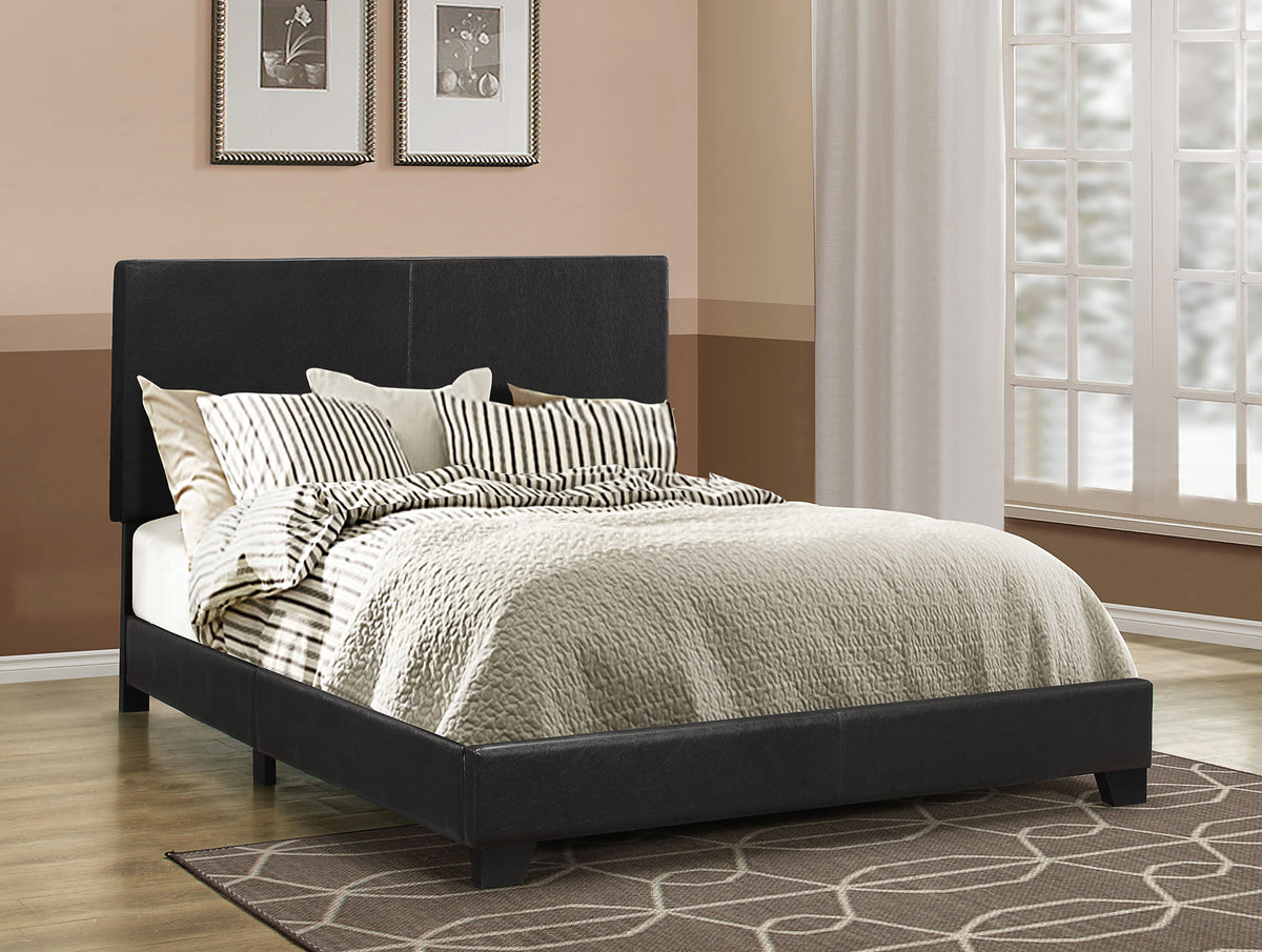 Dorian Faux Leather Upholstered Bed - Full, Black