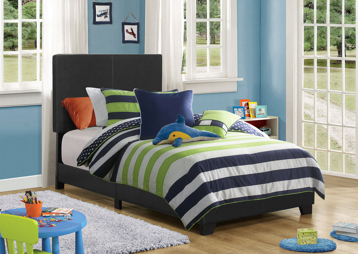 Dorian Faux Leather Upholstered Bed - Twin, Black