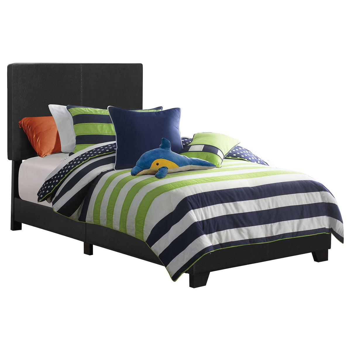 Dorian Faux Leather Upholstered Bed - Twin, Black