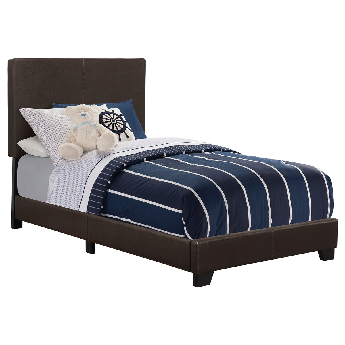 Dorian Faux Leather Upholstered Bed - Twin, Brown